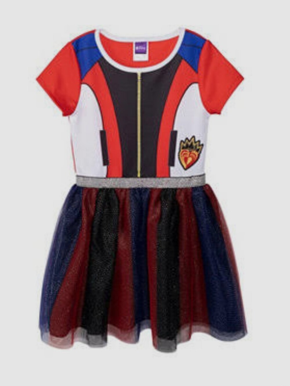 Disney Red Black & Blue Decendants Superhero Tulle Dress, Size 4T